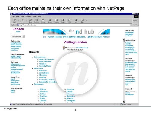 Each office maintains their own information with NetPage. Screenshot of clicking the Edit Icon on the Visiting London page.