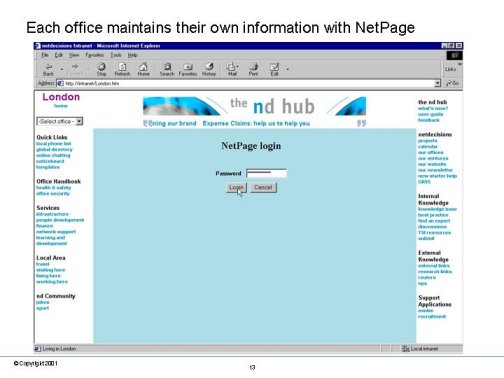 Each office maintains their own information with NetPage. Screenshot of logging into NetPage to edit the Visiting London page.